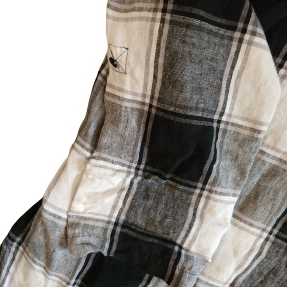 JM Collections Linen Black White Plaid Top - Picture 4 of 9